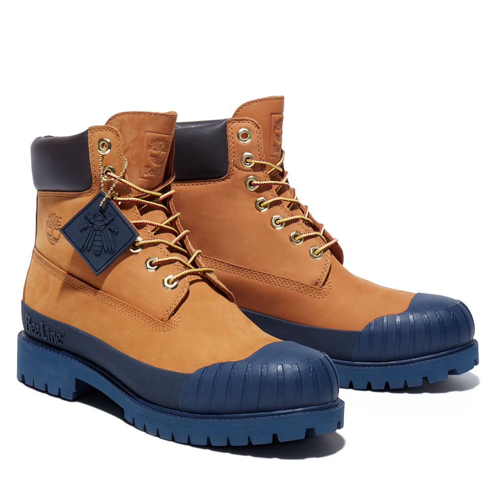 Bototos Timberland Hombre 6-Inch Bee Line X Waterproof Rubber Toe Marrones/Azul Marino - Chile SCG-3